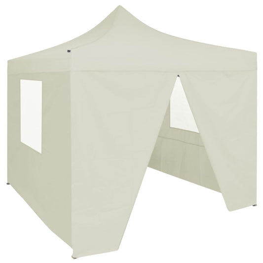 Profi-Partyzelt Faltbar mit 4 Seitenwänden 2×2m Stahl Creme - Pazzar.ch