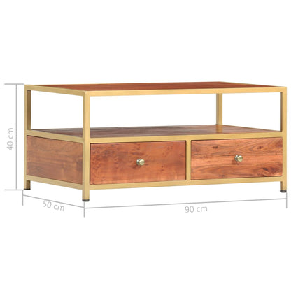 Couchtisch 90 x 50 x 40 cm Massivholz Akazie - Pazzar.ch
