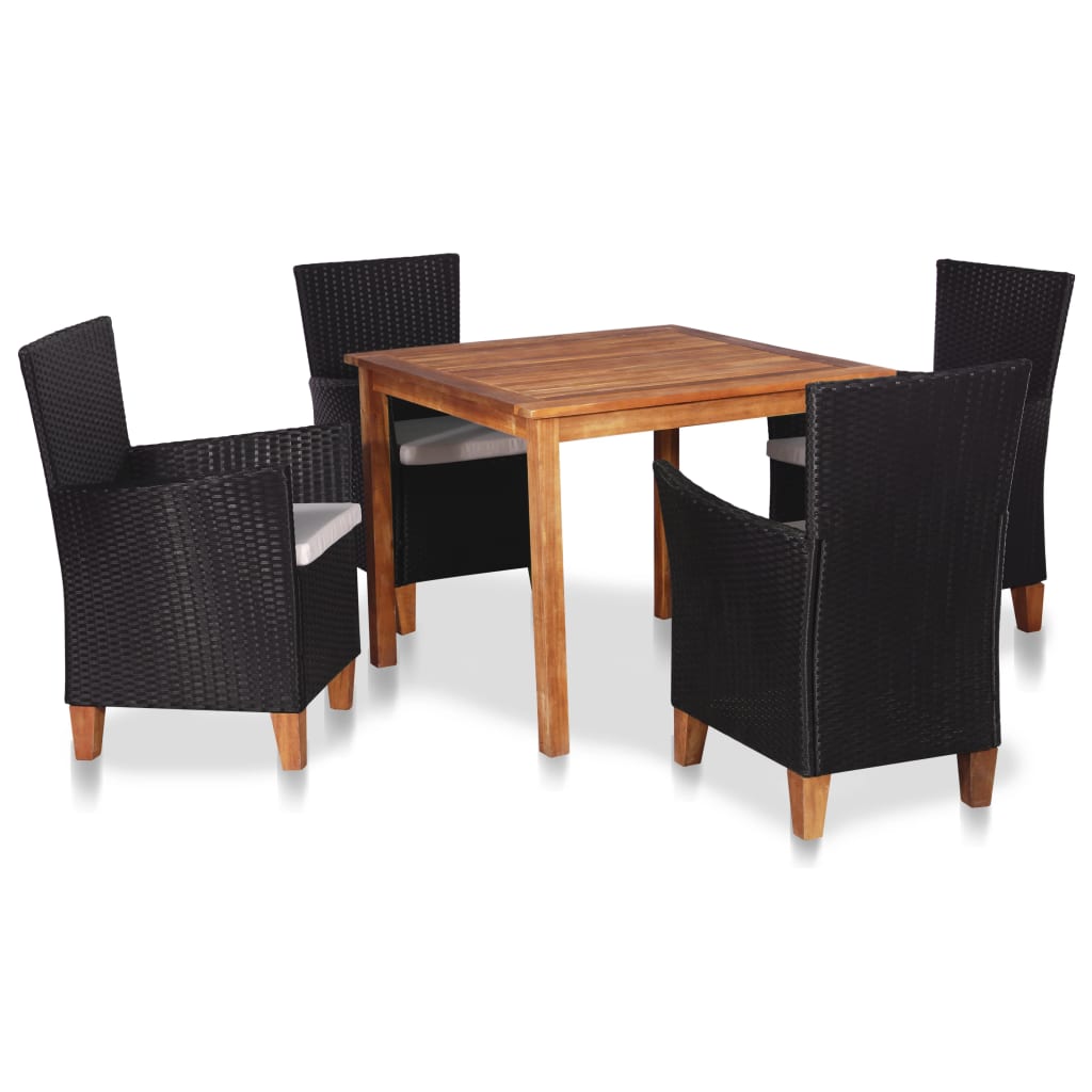 5-tlg. Garten-Essgruppe Poly Rattan Schwarz und Braun - Pazzar.ch