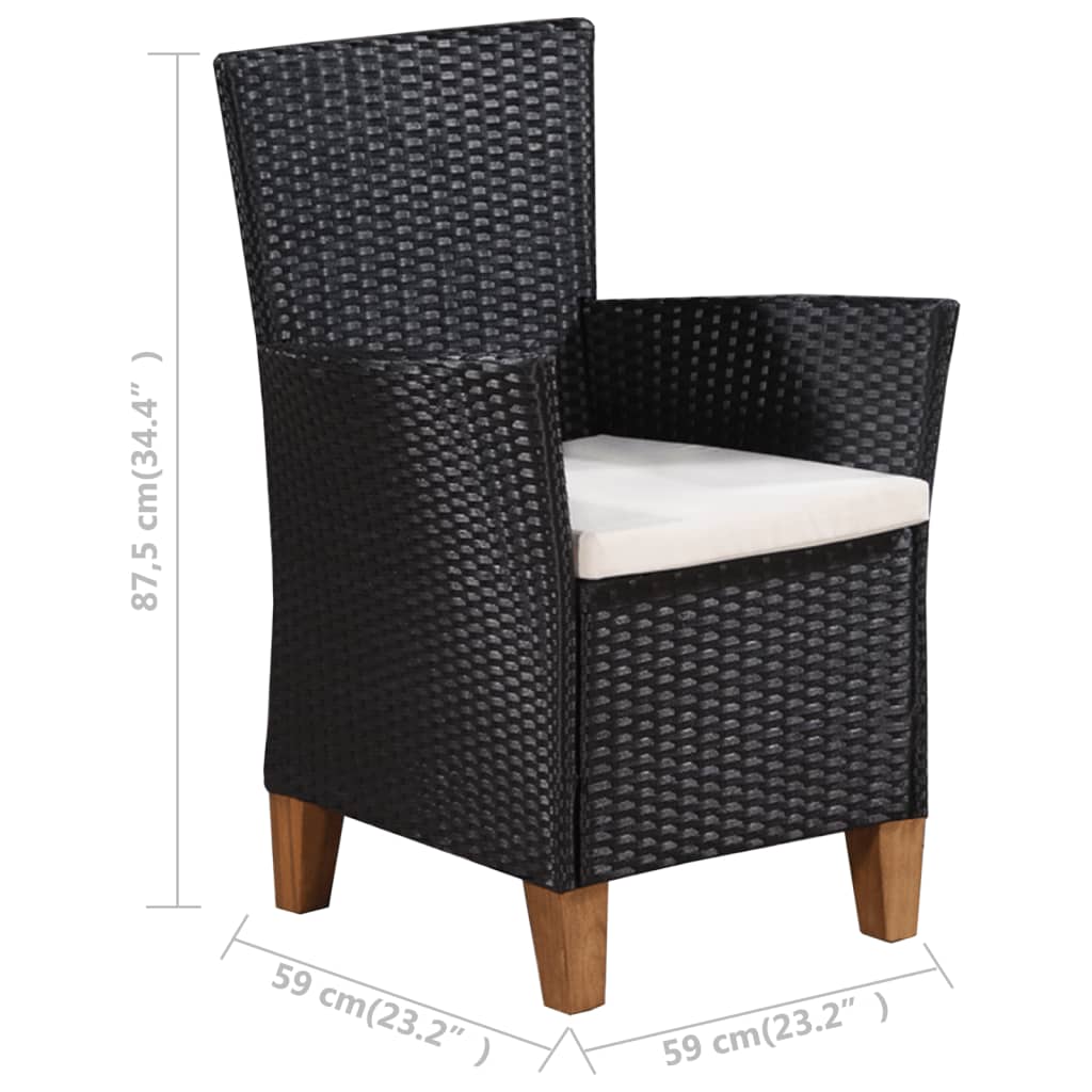 5-tlg. Garten-Essgruppe Poly Rattan Schwarz und Braun - Pazzar.ch