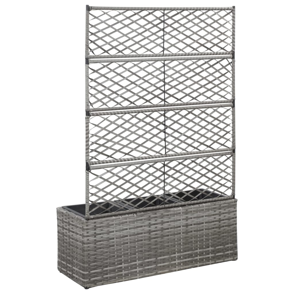 Hochbeet mit Rankgitter 3 Töpfe 83×30×130cm Poly Rattan Grau - Pazzar.ch