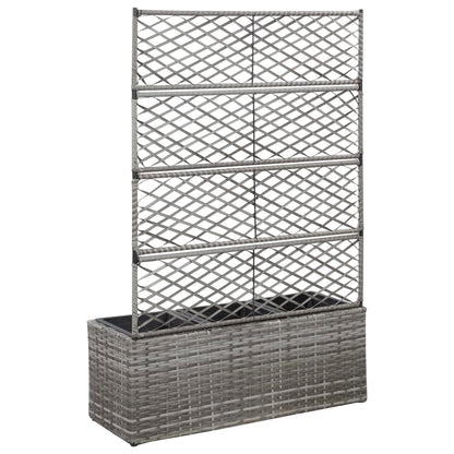 Hochbeet mit Rankgitter 3 Töpfe 83×30×130cm Poly Rattan Grau - Pazzar.ch