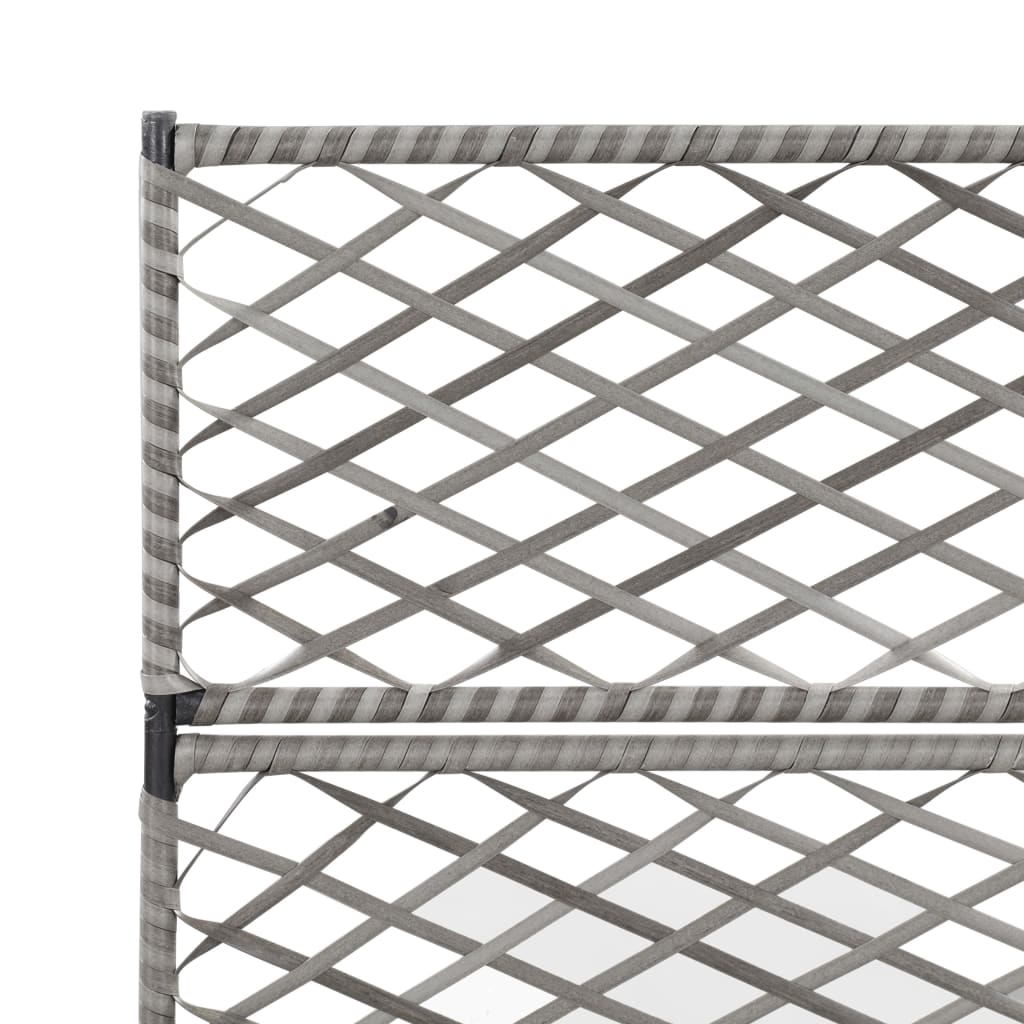 Hochbeet mit Rankgitter 3 Töpfe 83×30×130cm Poly Rattan Grau - Pazzar.ch