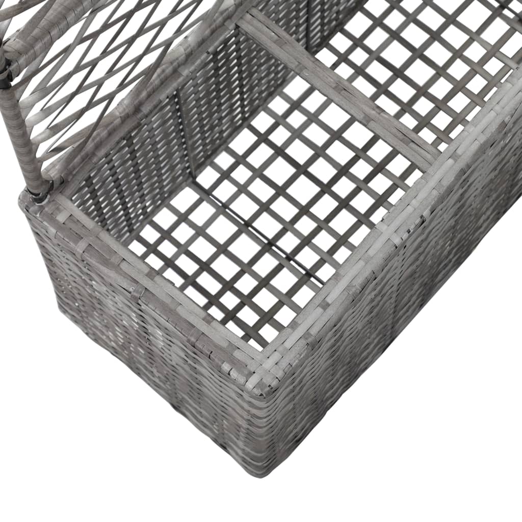 Hochbeet mit Rankgitter 3 Töpfe 83×30×130cm Poly Rattan Grau - Pazzar.ch