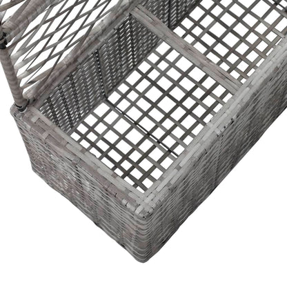 Hochbeet mit Rankgitter 3 Töpfe 83×30×130cm Poly Rattan Grau - Pazzar.ch