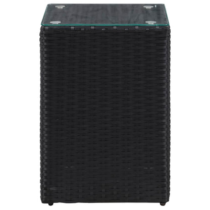 Beistelltische 3 Stk. mit Glasplatte Schwarz Poly Rattan - Pazzar.ch