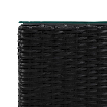 Beistelltische 3 Stk. mit Glasplatte Schwarz Poly Rattan - Pazzar.ch