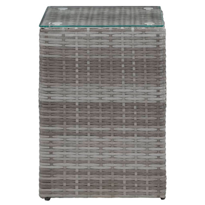 Beistelltische 3 Stk. mit Glasplatte Grau Poly Rattan - Pazzar.ch