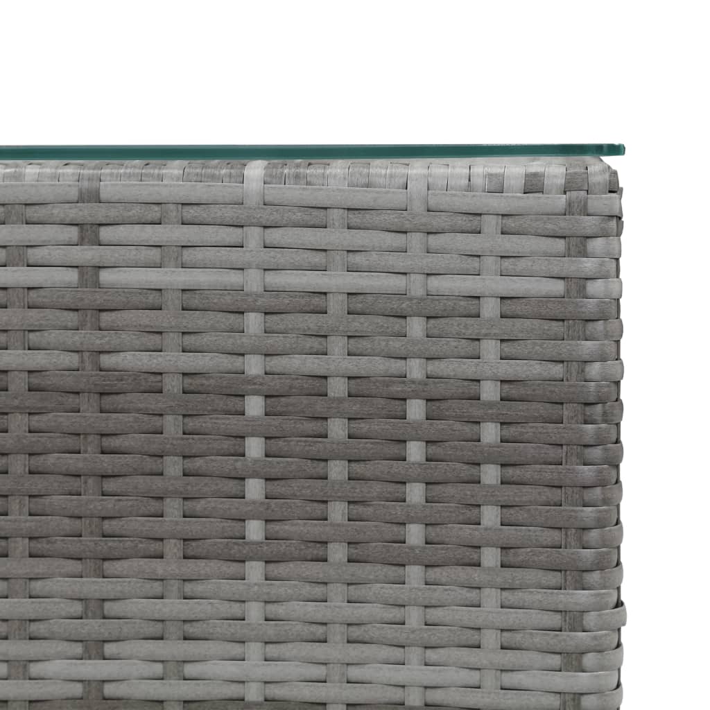 Beistelltische 3 Stk. mit Glasplatte Grau Poly Rattan - Pazzar.ch