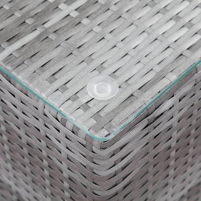 Beistelltische 3 Stk. mit Glasplatte Grau Poly Rattan - Pazzar.ch