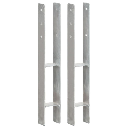 Pfostenträger 2 Stk. Silbern 8×6×60 cm Verzinkter Stahl - Pazzar.ch