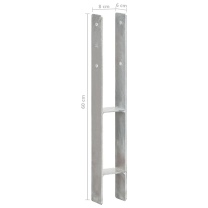 Pfostenträger 2 Stk. Silbern 8×6×60 cm Verzinkter Stahl - Pazzar.ch