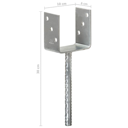 Pfostenträger 6 Stk. Silbern 10×6×30 cm Verzinkter Stahl - Pazzar.ch