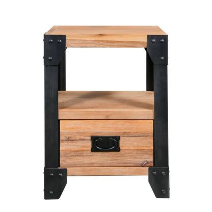 Nachttische 2 Stk. Akazienholz Massiv Stahl 40 x 30 x 54 cm - Pazzar.ch
