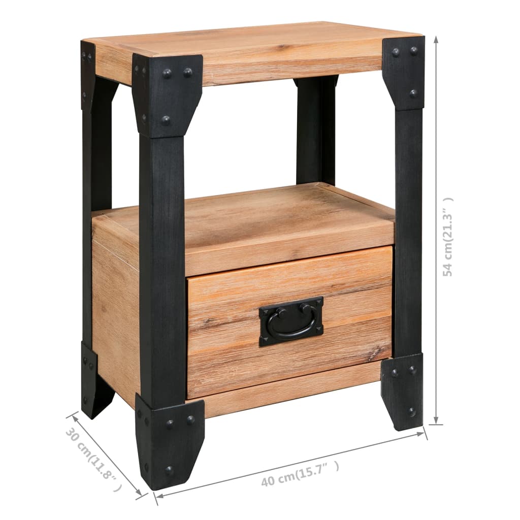 Nachttische 2 Stk. Akazienholz Massiv Stahl 40 x 30 x 54 cm - Pazzar.ch