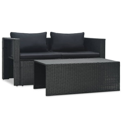 6-tlg. Garten-Lounge-Set mit Auflagen Poly Rattan Schwarz - Pazzar.ch