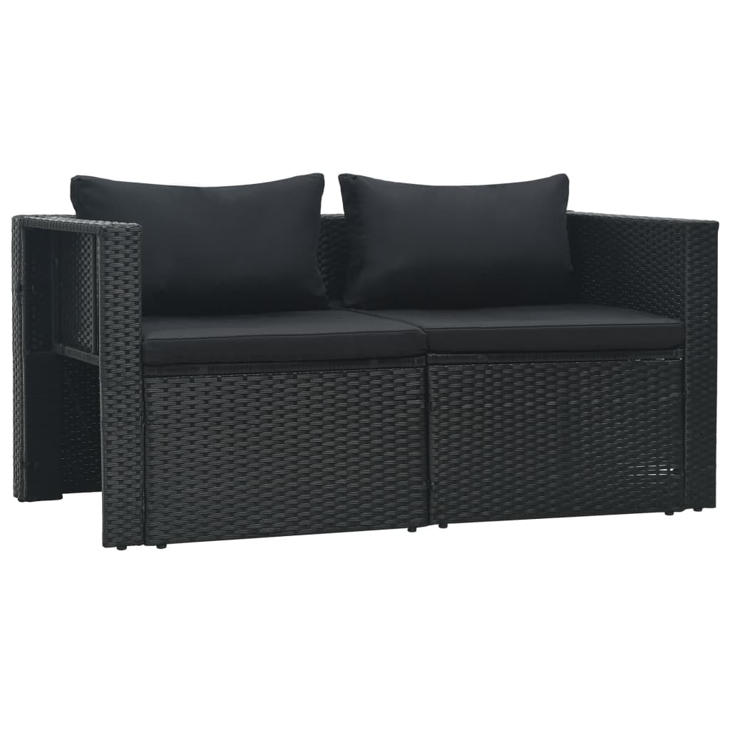 6-tlg. Garten-Lounge-Set mit Auflagen Poly Rattan Schwarz - Pazzar.ch