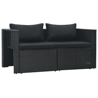 6-tlg. Garten-Lounge-Set mit Auflagen Poly Rattan Schwarz - Pazzar.ch