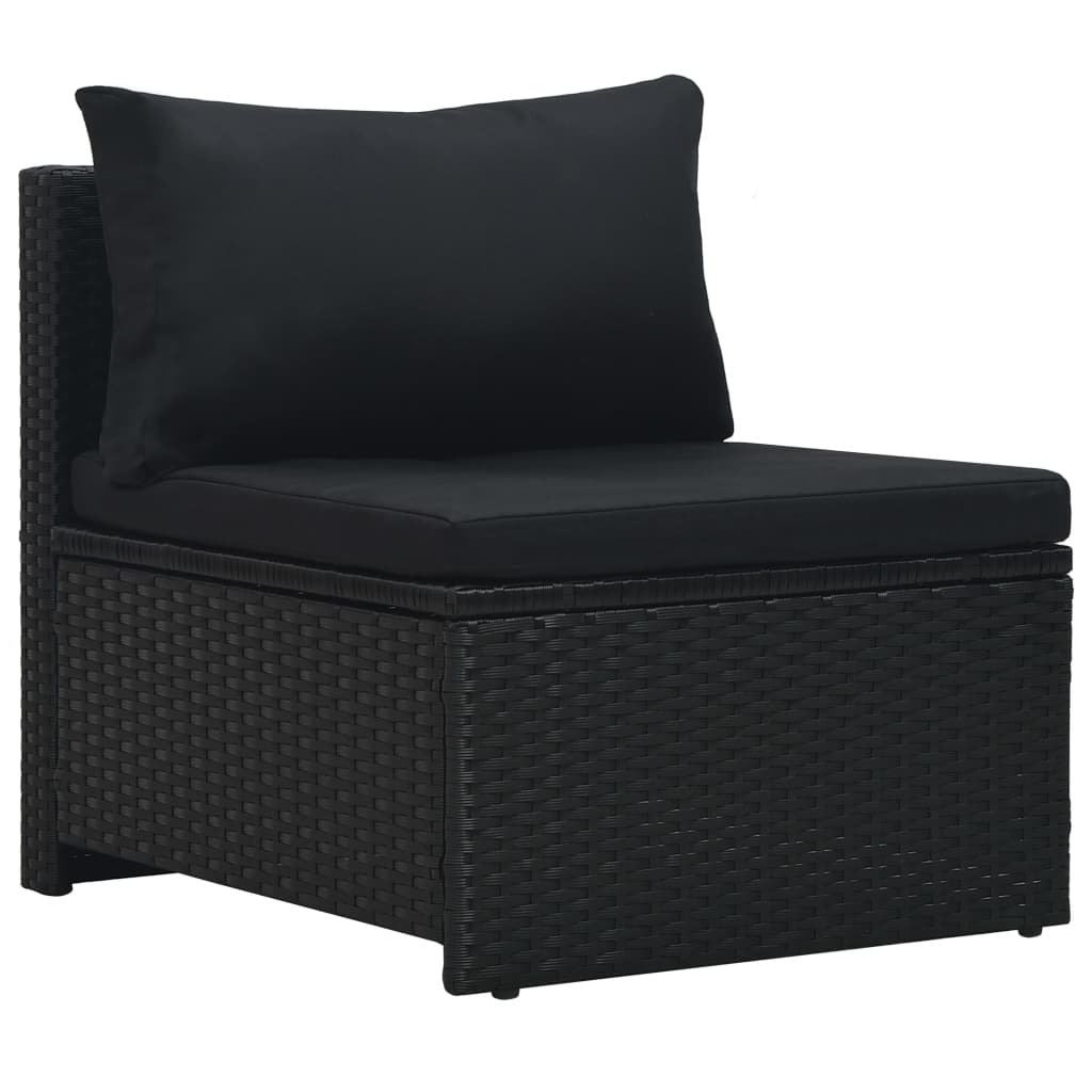 6-tlg. Garten-Lounge-Set mit Auflagen Poly Rattan Schwarz - Pazzar.ch