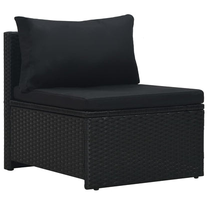 6-tlg. Garten-Lounge-Set mit Auflagen Poly Rattan Schwarz - Pazzar.ch