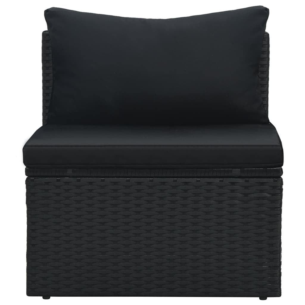6-tlg. Garten-Lounge-Set mit Auflagen Poly Rattan Schwarz - Pazzar.ch