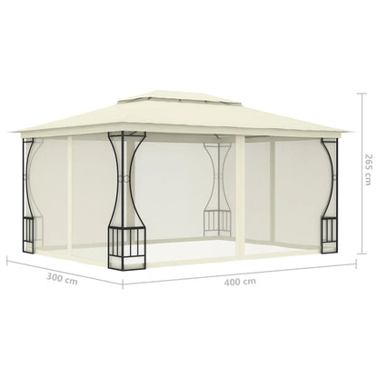 Pavillon mit Netz 300x400x265 cm Creme - Pazzar.ch