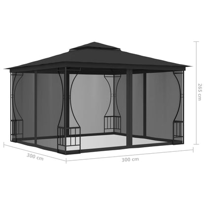 Pavillon mit Netz 300x300x265 cm Anthrazit - Pazzar.ch