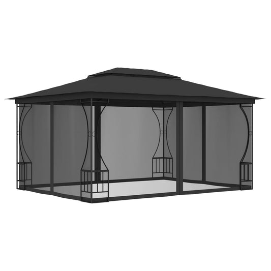 Pavillon mit Netz 300x400x265 cm Anthrazit - Pazzar.ch