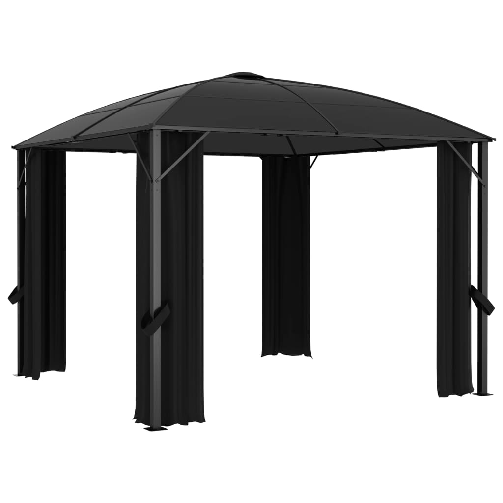 Pavillon mit Vorhängen 300 x 300 x 265 cm Anthrazit - Pazzar.ch