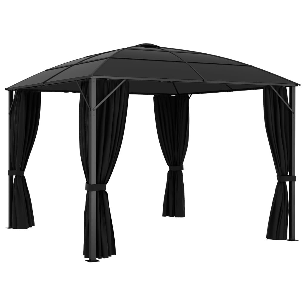 Pavillon mit Vorhängen 300 x 300 x 265 cm Anthrazit - Pazzar.ch