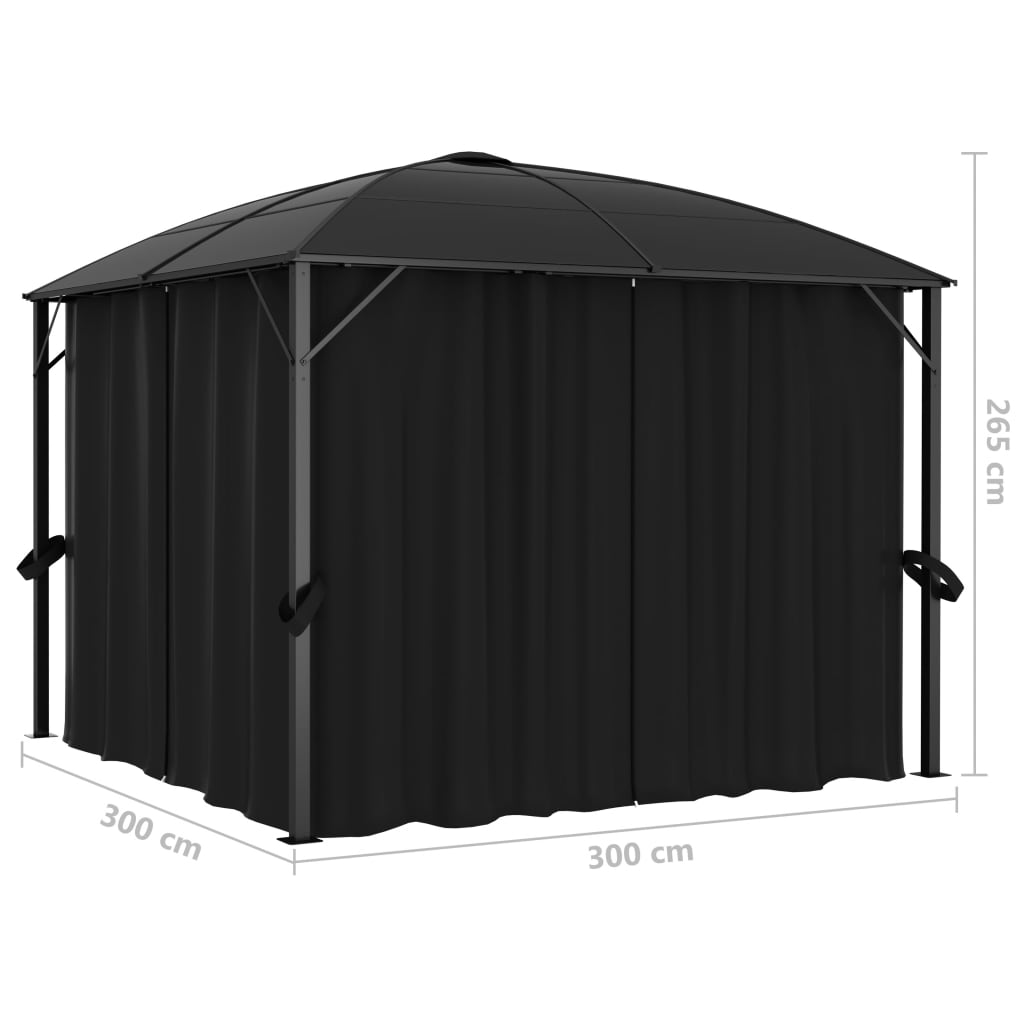 Pavillon mit Vorhängen 300 x 300 x 265 cm Anthrazit - Pazzar.ch