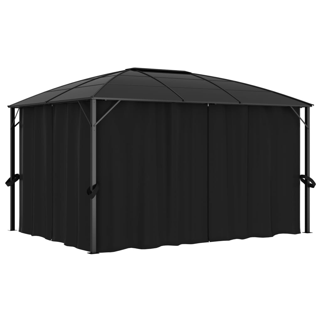 Pavillon mit Vorhängen 400 x 300 x 265 cm Anthrazit - Pazzar.ch