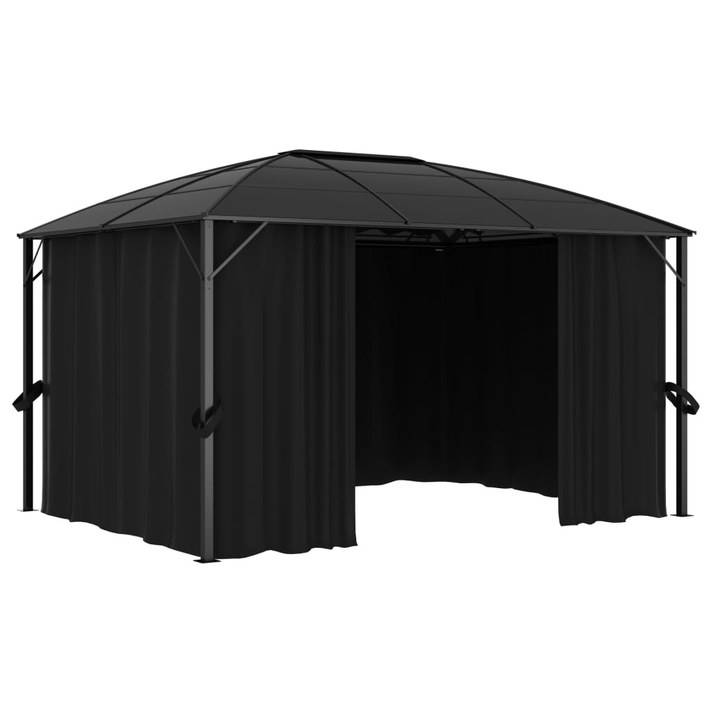 Pavillon mit Vorhängen 400 x 300 x 265 cm Anthrazit - Pazzar.ch