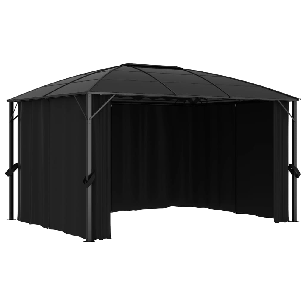 Pavillon mit Vorhängen 400 x 300 x 265 cm Anthrazit - Pazzar.ch