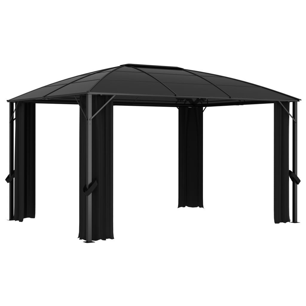 Pavillon mit Vorhängen 400 x 300 x 265 cm Anthrazit - Pazzar.ch