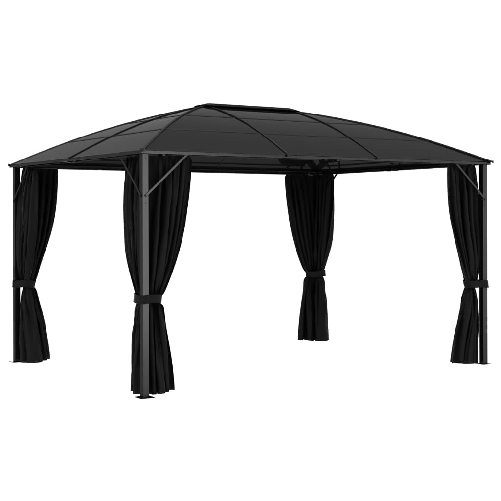 Pavillon mit Vorhängen 400 x 300 x 265 cm Anthrazit - Pazzar.ch