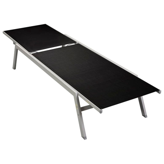 Sonnenliege Stahl und Textilene Schwarz - Pazzar.ch
