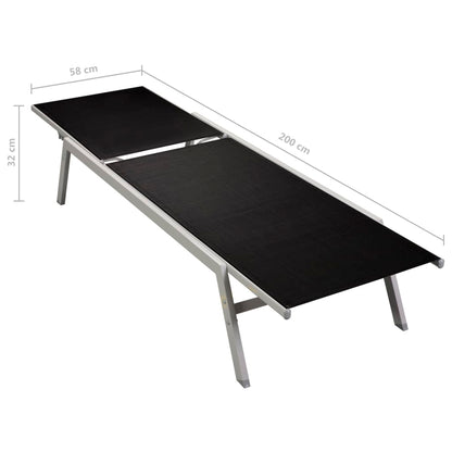 Sonnenliege Stahl und Textilene Schwarz - Pazzar.ch