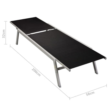 Sonnenliegen 2 Stk. mit Tisch Stahl und Textilene Schwarz - Pazzar.ch