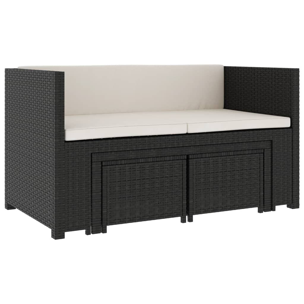 5-tlg. Garten-Lounge-Set mit Auflagen Poly Rattan Schwarz - Pazzar.ch