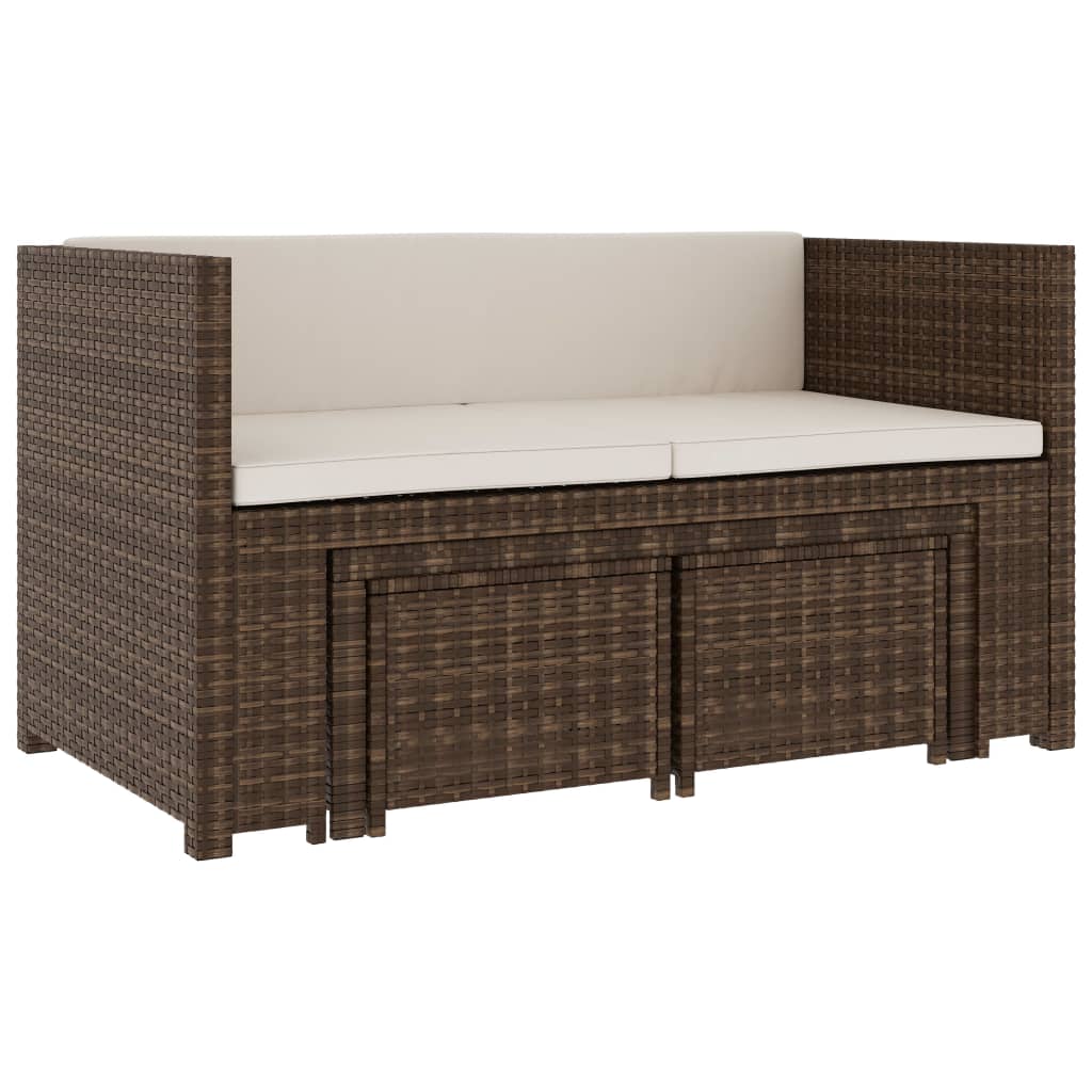 5-tlg. Garten-Lounge-Set mit Auflagen Poly Rattan Braun - Pazzar.ch