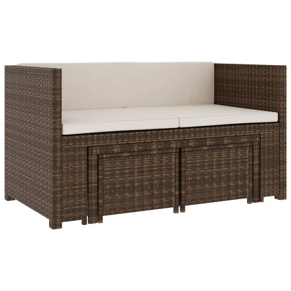 5-tlg. Garten-Lounge-Set mit Auflagen Poly Rattan Braun - Pazzar.ch