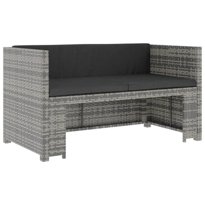 5-tlg. Garten-Lounge-Set mit Auflagen Poly Rattan Grau - Pazzar.ch