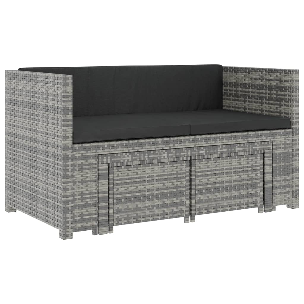 5-tlg. Garten-Lounge-Set mit Auflagen Poly Rattan Grau - Pazzar.ch