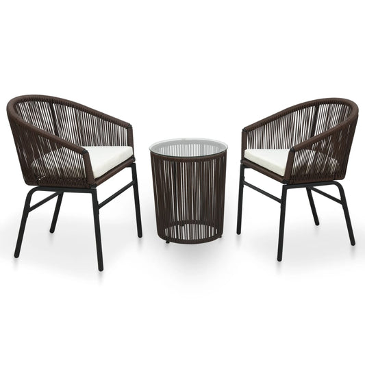 3-tlg. Bistro-Set mit Kissen PE-Rattan Braun - Pazzar.ch