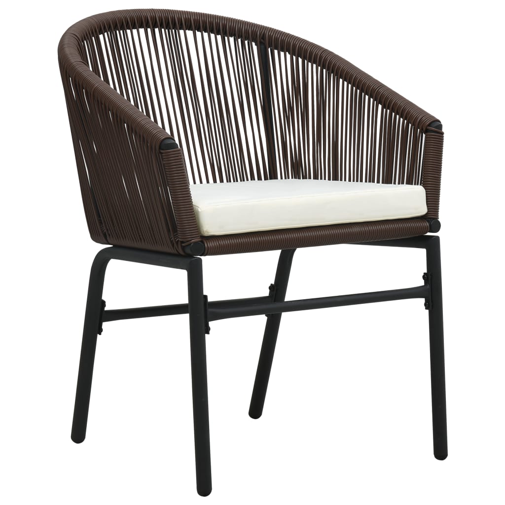 3-tlg. Bistro-Set mit Kissen PE-Rattan Braun - Pazzar.ch