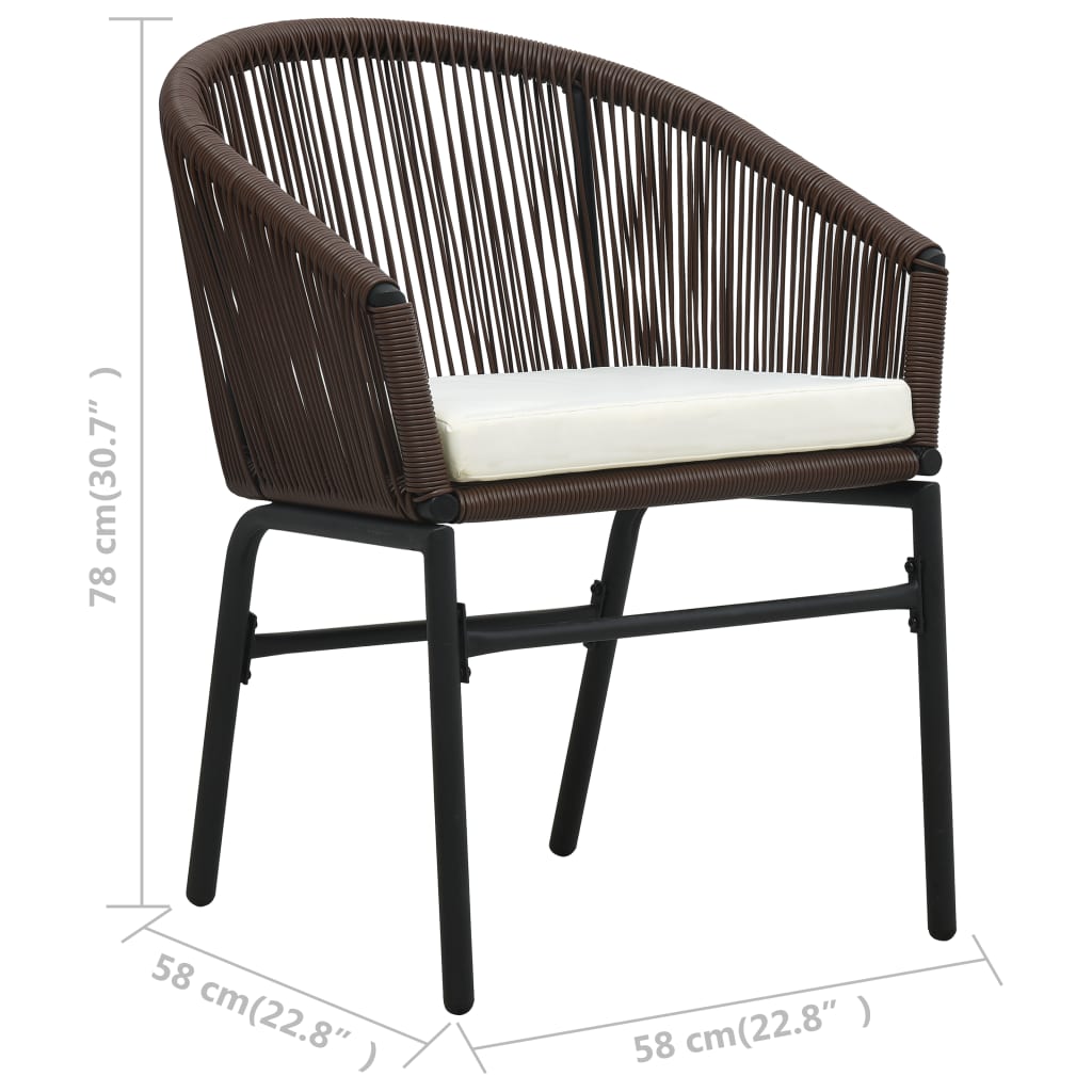 3-tlg. Bistro-Set mit Kissen PE-Rattan Braun - Pazzar.ch