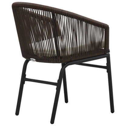 3-tlg. Bistro-Set mit Kissen PE-Rattan Braun - Pazzar.ch