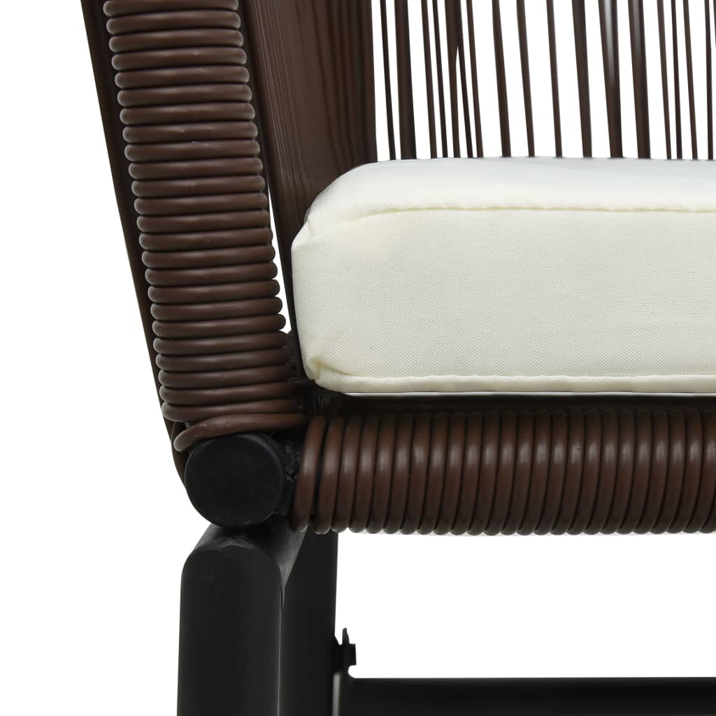 3-tlg. Bistro-Set mit Kissen PE-Rattan Braun - Pazzar.ch