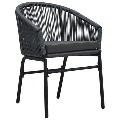 3-tlg. Bistro-Set mit Kissen PE-Rattan Grau - Pazzar.ch